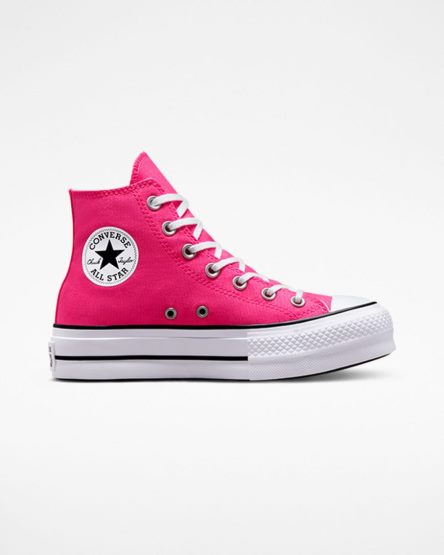 Dámské Boty Na Platformy Converse Chuck Taylor All Star Lift Platene Vysoké Růžové Černé Bílé | CZ WSLZ41